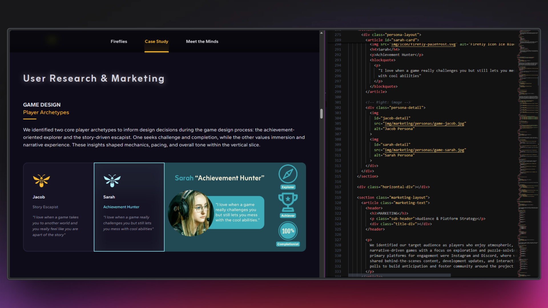 Image of Website and code side by side