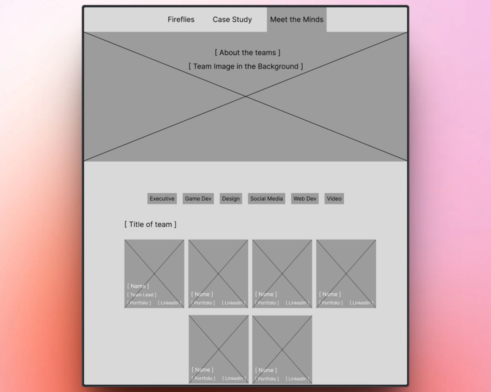 Wirerframe of Meet the Minds